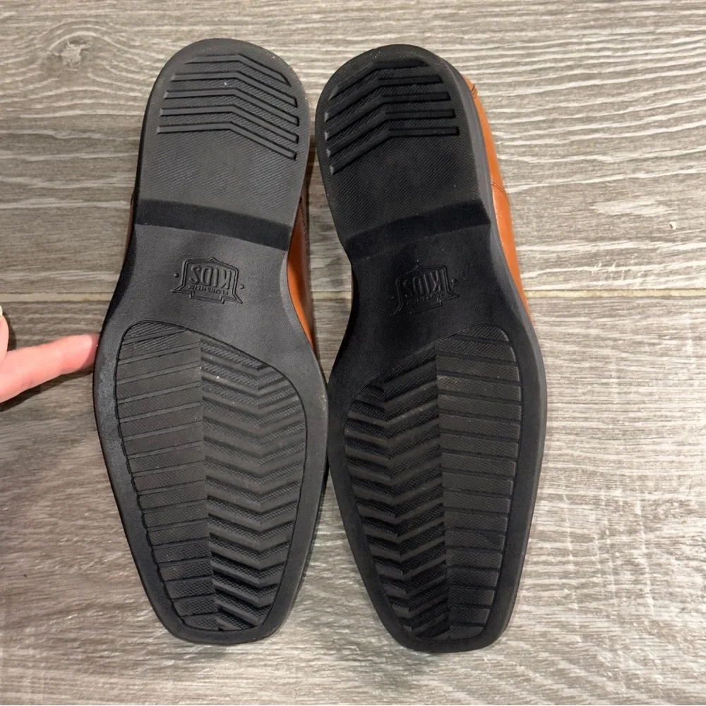 Florsheim Kids Boys Reveal Loafers Brown Leather Bike Toe Slip On Shoes Size 5M